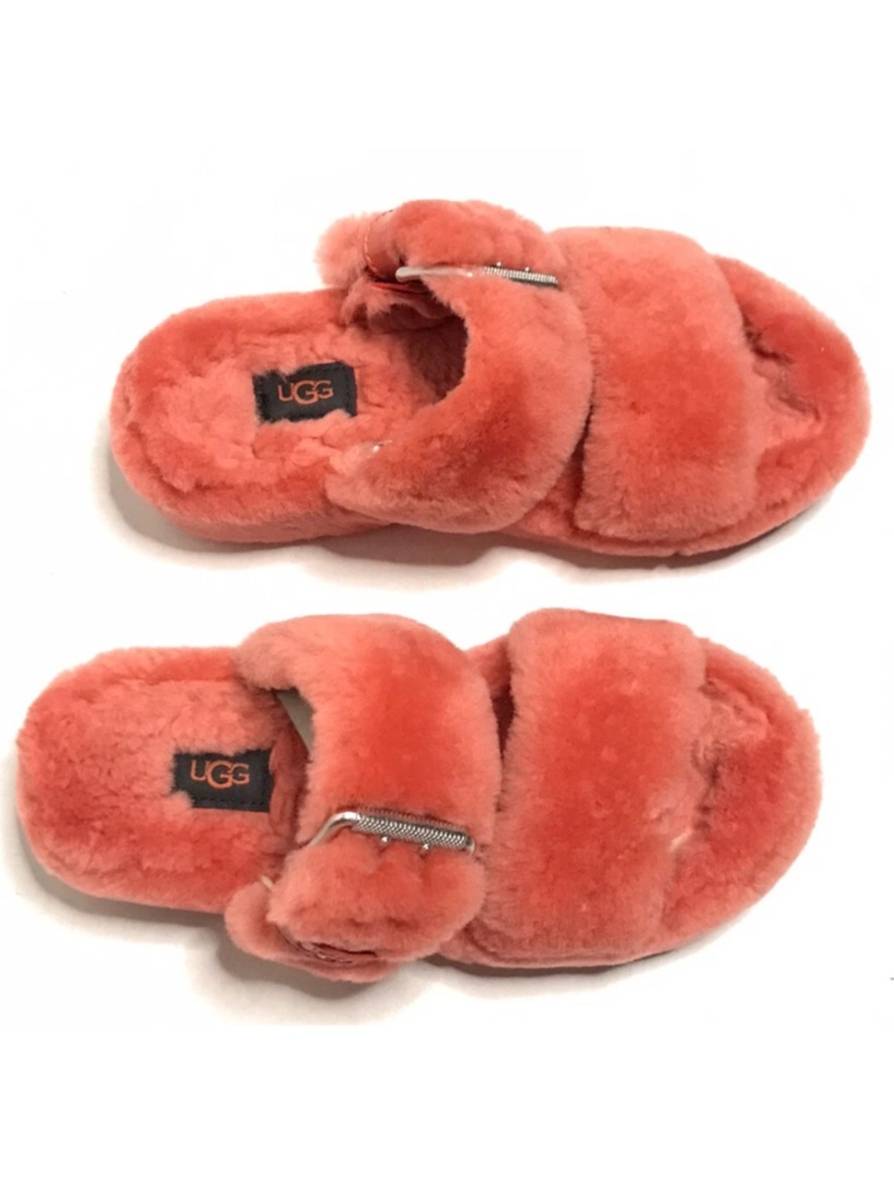 UGG  | Fuzz Yeah Slippers Women's Size 6 Orange Comfort Side Buckle Flats - Picture 4 of 10